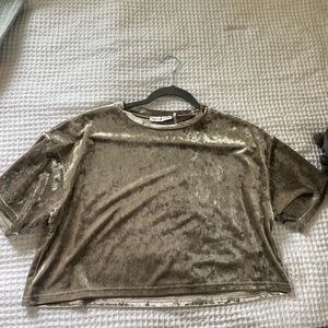 gold/gray Urban Outfitters velvet cropped top, size small